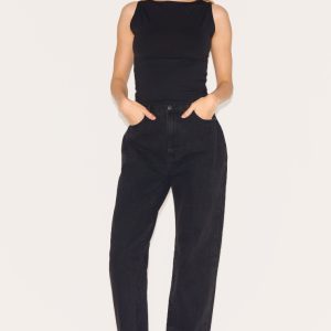 Washed Black L30 Denim Split Hem Jeans