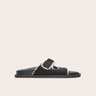 013ce0aa0f21799c916b073f2a8a9930366cba21_CNJ9668_1_black_contrast_round_toe_crochet_velcro_strap_flat_footbed_sandals
