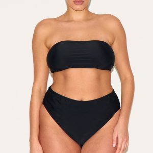 Plus Black Basic Bandeau Bikini Top
