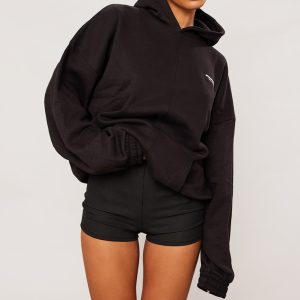 Black Badge Detail Oversized Hoodie