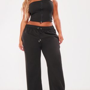 Shape Black Sweat Drawstring Waist Wide Leg Joggers