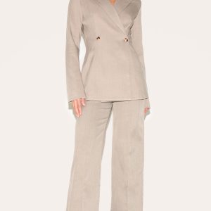 Tall Mocha Premium Tailored Woven Seam Detail Wide Leg Trousers