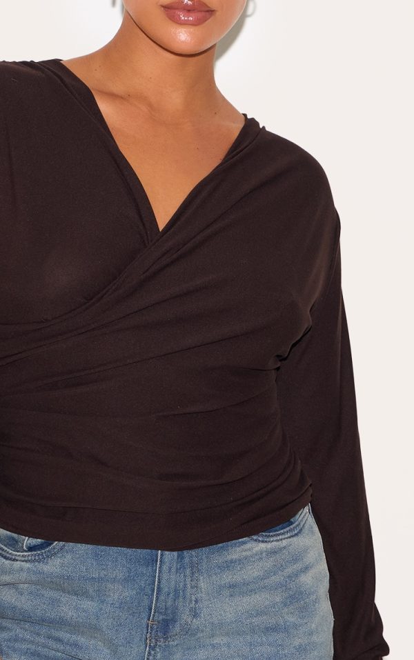 019b96487f0d5650f050f6de6e1c58838be7af65_CNM2638_4_plus_chocolate_soft_touch_ruched_long_sleeve_longline_top
