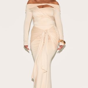 Shape Butter Cream Super Soft Wrap Drape Maxi Skirt