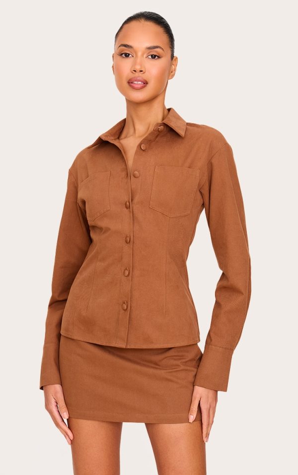 023ae4caae045188c588134a7d79976f363b083b_CNL6537_1_tan_twill_button_up_cinched_waist_shirt