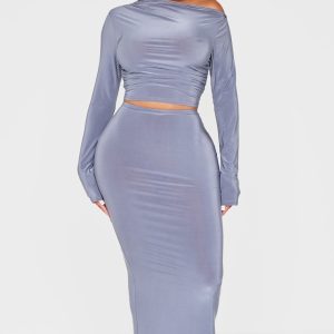 Shape Grey Low Rise Maxi Skirt