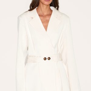 Almond Structured Belted Blazer Dress