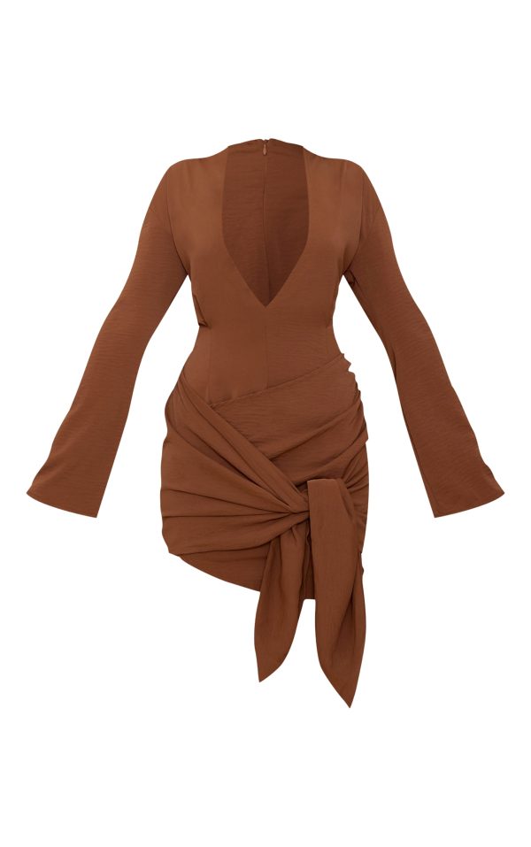 02fa690af4236e3c983a48f01905d774b1fee851_CNM1584_5_chocolate_woven_plunge_wrap_shirt_dress-1