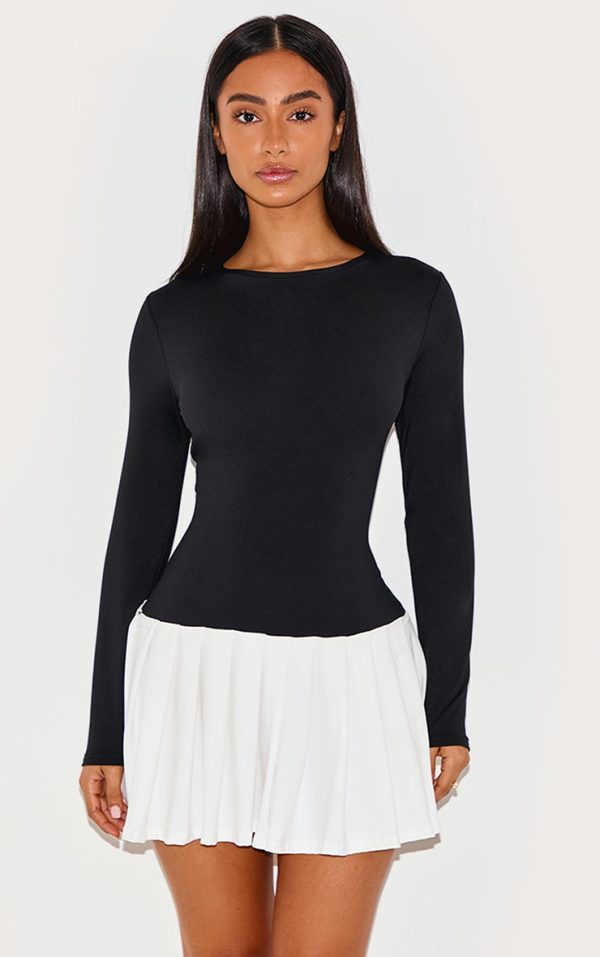 03801070d8a2ad1e21751dbf70ecb3030c2a0d83_CNK8257_1_petite_black_slinky_contrast_pleat_detail_long_sleeve_mini_dress