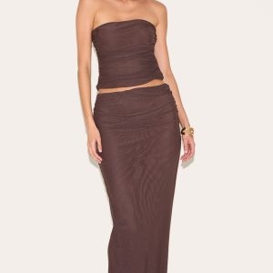 Mushroom Mesh Maxi Skirt