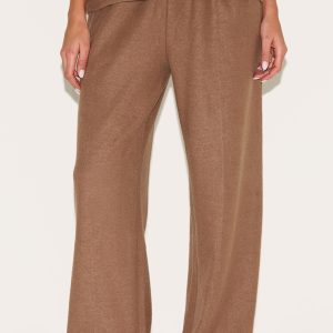 Deep Taupe Soft Touch Wide Leg Joggers