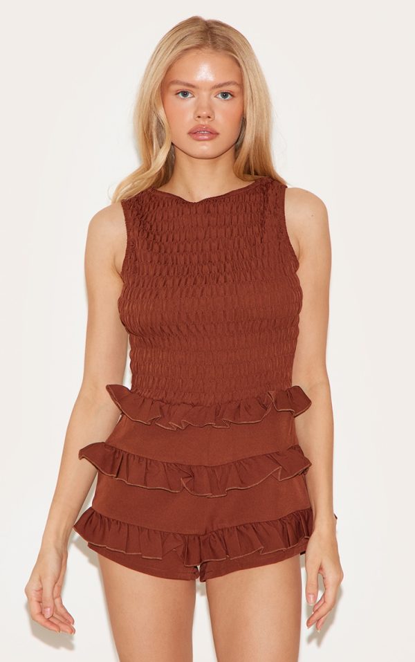 042092d5027345b6f7529f7650d02cc8490b021b_CNL9248_1_chocolate_woven_shirred_boat_neck_playsuit