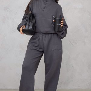 PRETTYLITTLETHING Petite Charcoal Jogger