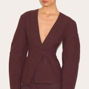 Tall Deep Chocolate Premium Linen Look Tailored Hot Pant