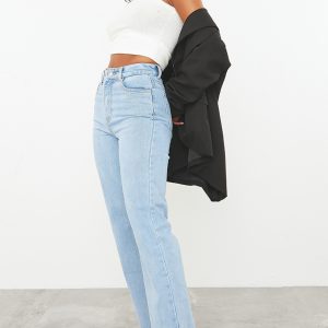 Light Blue Wash L30 Split Hem Jeans