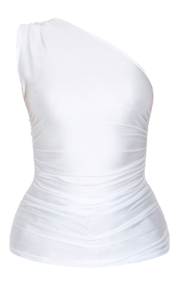 05b0ce448a3a4392e0d9a3628da52357bc89eb43_CNJ2013_5_white_stretch_slinky_ruched_side_long_top