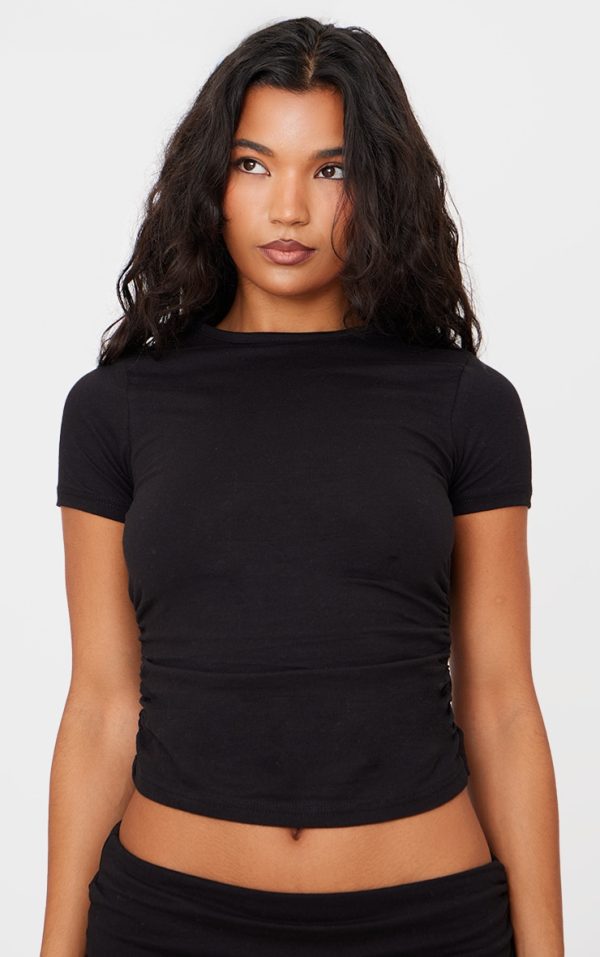 06703fcd9820083c47b1826d9fc249d503730610_CNK5250_4_black_cotton_side_cap_sleeve_ruched_top-1
