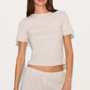 Clay Brushed Ribbed Fitted T Shirt