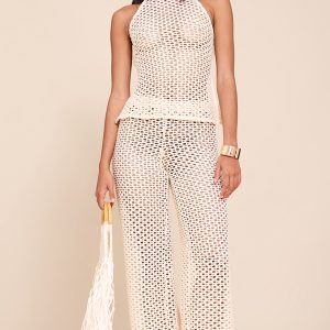 Stone Crochet Wide Leg Trousers