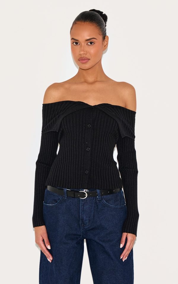 0769e638ee488ba90507f8bdfea5dfa04274ab08_CNL6064_1_black_rib_knit_fold_over_button_up_top