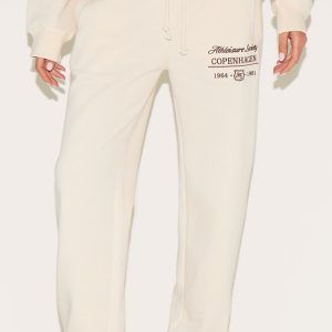 Cream Embroidered Cuffed Joggers
