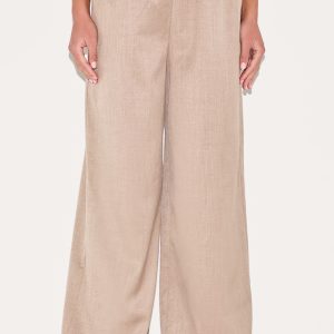 Mushroom Woven Elasticated Waist Wide Leg Trouser