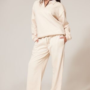 Ecru Premium Wide Leg Sweat Joggers