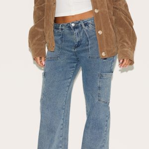 Shape Vintage Wash Cargo Wide Leg Jeans