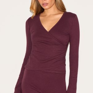Plum Wrap Ruched Long Top