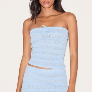 Baby Blue Crochet Mini Skirt - Baby Blue, 4