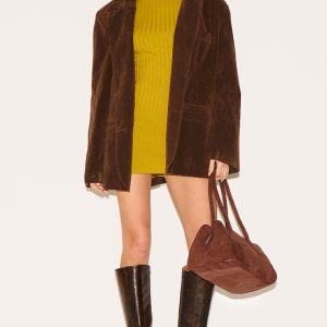 Olive Ribbed Knit Mini Dress