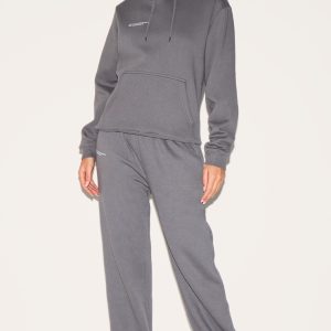 PRETTYLITTLETHING Logo Charcoal Grey Est 2012 Cuffed Joggers