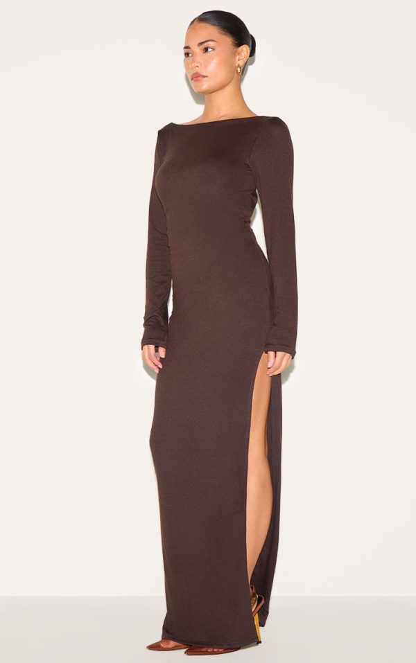 09b1bb1c98b8ad9b9d8aa457efa4adcbf57869ae_CNM6356_3_petite_chocolate_conotur_jersey_scoop_open_back_maxi_dress