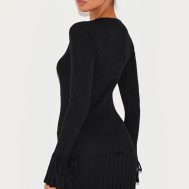 09bab3dadc2f26c01998a1fb4ae0808657588813_CNL5898_2_monochrome_rib_knit_pleated_contrast_tie_detail_long_sleeve_mini_dress