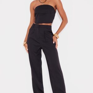 Black Woven Tailored Trousers