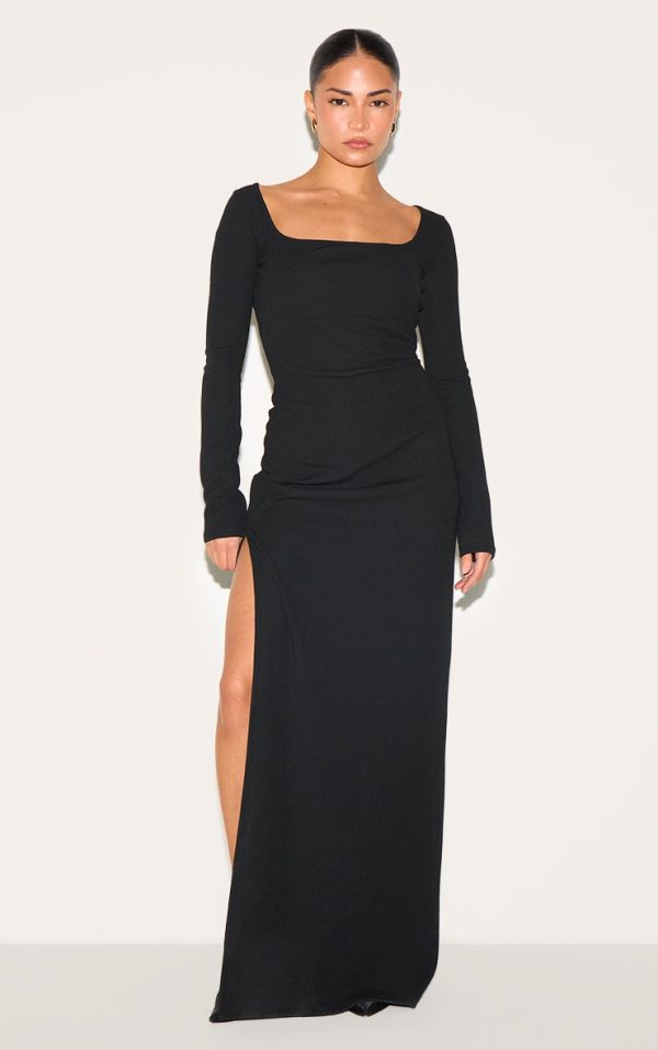 09f7799e952205ac1c66f813caeec9941dc357c2_CNM1866_1_petite_black_ribbed_long_sleeve_maxi_dress