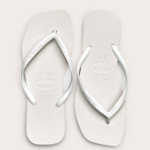 White Havaianas Slim Square Flip Flops