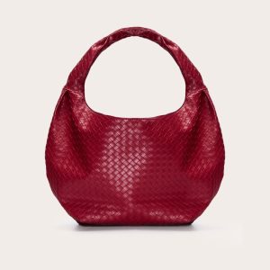 Burgundy Weave Slouchy Tote Bag
