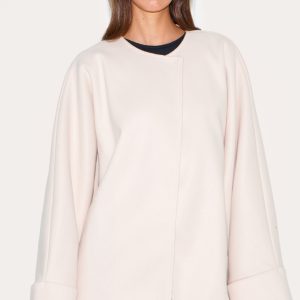 Cream Wool Look Batwing Jacket