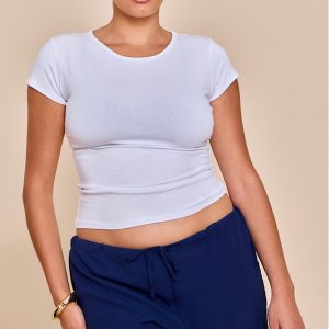 Plus White Modal Cotton Longline Fitted T Shirt