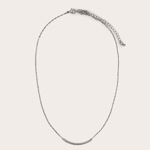 Silver Metal Bar Detail Necklace