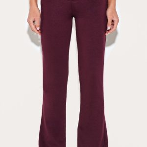 Burgundy Premium Soft Touch Foldover Yoga Flares