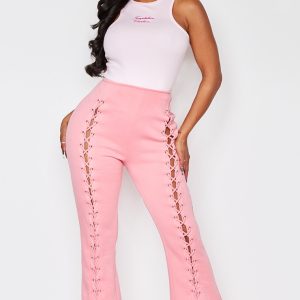 Shape Pink Lace Up Front Wide Leg Joggers