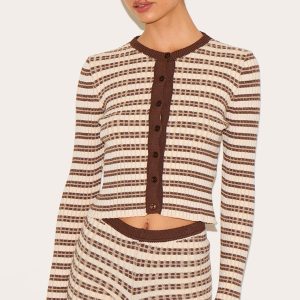 Tall Chocolate Stripe Knitted Cardigan