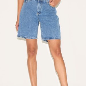 Mid Blue Wash Low Rise Denim Jorts