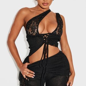 Shape Black Lace Up Bralet Top