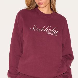 Burgundy Premium Stockholm Embroidered Sweatshirt