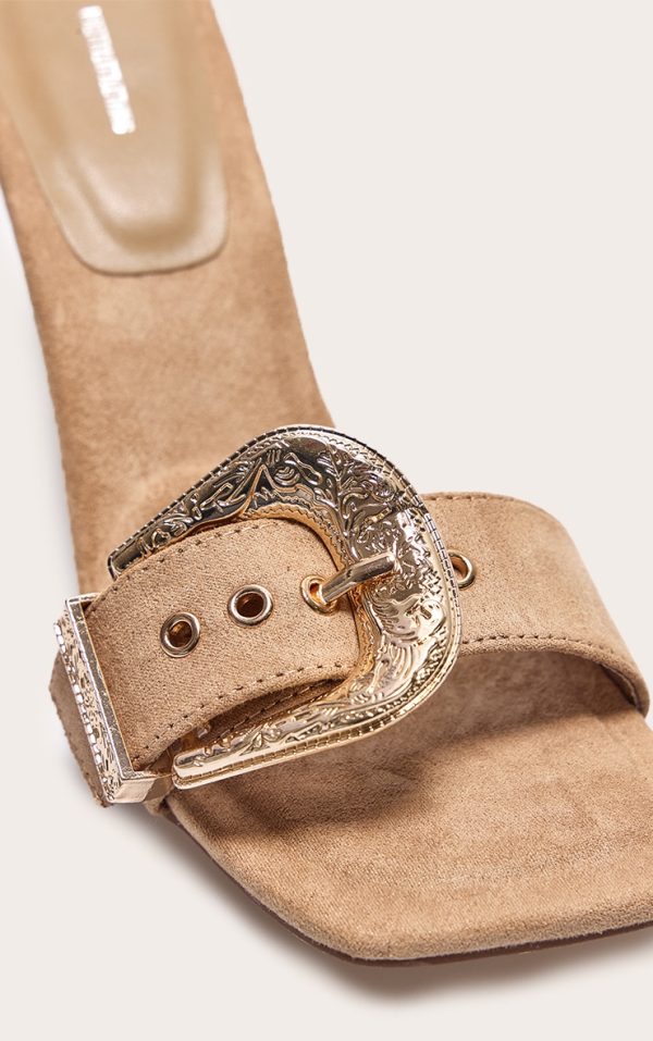 0e6e966eeece8c40dbadff3d182af20731662ce1_CNJ8401_4_camel_faux_suede_square_toe_western_buckle_high_stiletto_heeled_mules