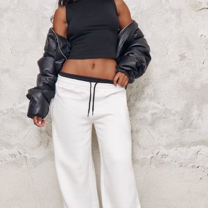 Cream Boxer Waistband Wide Leg Sweat Joggers