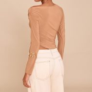 0fb2a14ceca43b55addf663b6f940e9084ca0c07_CNM6299_2_tan_soft_touch_asymmetric_ruched_long_sleeve_top